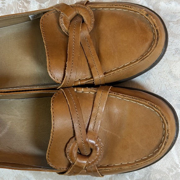 LL Bean Women’s Tan Leather Slip-On Loafer Wedge Shoes, Size 8 M, L.L. Bean EUC - Picture 8 of 11